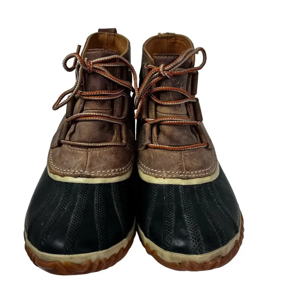 SOREL Rain Boots Women's Size 9 Brown Black Leather NL2133-286